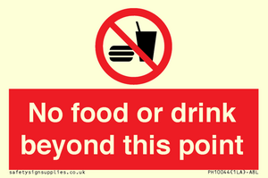 No food or drink beyond this point